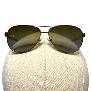Ralph‎ Lauren Gold Metal Aviator Sunglasses Cream Wood 59 13 130 FRAME ONLY